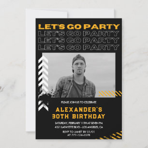30th birthday invitations Men Photo Spray paint