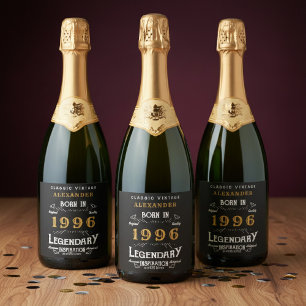 30th Birthday Legend Add Your Name 1996 Vintage Sparkling Wine Label