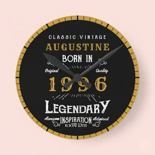 30th Birthday Legend Born 1996 Round Clock