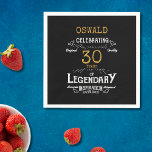 30th Birthday Legendary Black Gold Retro Napkin<br><div class="desc">For those celebrating their 30th birthday we have the ideal birthday party napkins with a vintage feel. The black background with a white and gold vintage typography design design is simple and yet elegant with a retro feel. Easily customize the text of this birthday gift using the template provided. Part...</div>