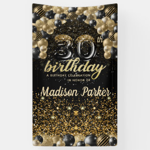 30th Birthday Luxury Personalized Black Gold Banner