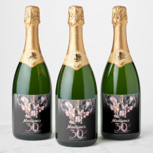 30th Birthday Luxury Rose Wine Sparkling Wine Label