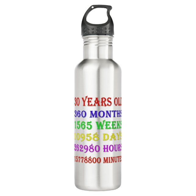 30th Birthday Milestones 710 Ml Water Bottle (Front)