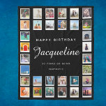 30th Birthday Modern Chic Photo Collage Black Fleece Blanket<br><div class="desc">Personalized gift fleece blanket with 32 photos of your choice. A wonderful gift idea for that unique person. TOP TIP: If you Pre-crop your photos into a square shape before you upload them you have control of how they look. No problem if you can't do this as the design will...</div>