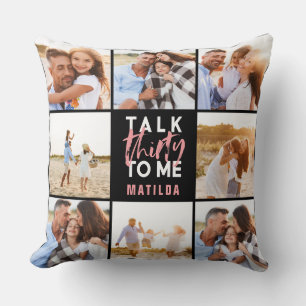 30th birthday modern multi photo pink girly throw pillow