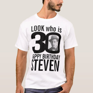 30th birthday mono look 30 custom photo and name T-Shirt