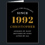 30th Birthday Name 1992 Black Gold Elegant Card<br><div class="desc">A personalized chic birthday card that is easy to customize for that special occasion.</div>