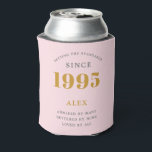 30th Birthday Name 1995 Pink Grey Elegant Chic Can Cooler<br><div class="desc">A personalized elegant can cooler that is easy to customize for that special birthday party occasion.</div>