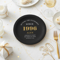 30th Birthday Name 1996 Black Gold Elegant Chic