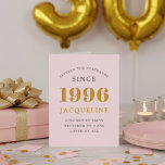 30th Birthday Name 1996 Pink Elegant Chic Card<br><div class="desc">A personalized elegant birthday card that is easy to customize for that special occasion.</div>