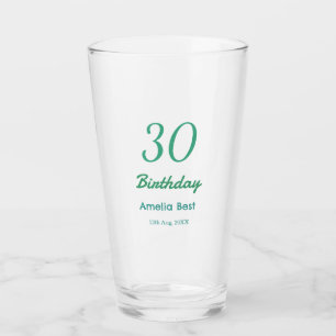 30TH BIRTHDAY NAME DATE BOLD RETRO turquoise simpl Glass