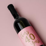 30th birthday name personalized cheers to years wine label<br><div class="desc">Modern gold typography script cheers to 30 years birthday party personalized pink wine label.</div>