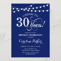 30th Birthday - Navy Blue White