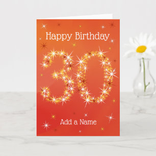 30th Birthday - Number 30 in Stars - Red - Age Card