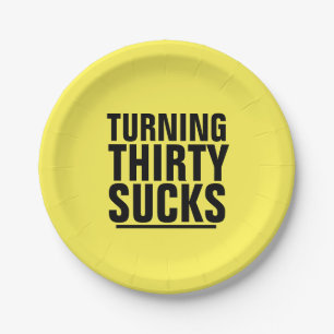 30TH BIRTHDAY PAPER PLATES, TURNING 30 SUCKS PAPER PLATE