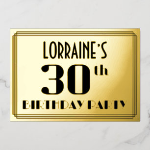 30th Birthday Party: Art Deco Look “30” and Name