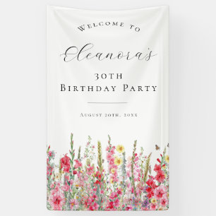 30th Birthday Party August Birth Flower Welcome Banner