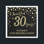 30th Birthday Party Black and Gold Diamond Napkins<br><div class="desc">30th Birthday Party Invitation with Black and Gold Glitter Diamond Background. Gold Confetti. Adult Birthday. Man or Woman Birthday. For further customization,  please click the "Customize it" button and use our design tool to modify this template.</div>