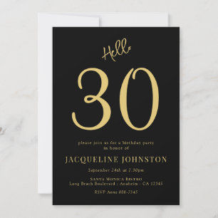 30th Birthday Party Black And Gold Invitation
