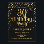 30th Birthday Party - Black & Gold Invitation<br><div class="desc">30th Birthday Party Invitation.
Elegant design in black and faux glitter gold. Features stylish script font and confetti. Message me if you need custom age.</div>