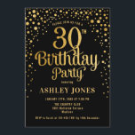 30th Birthday Party - Black & Gold Invitation<br><div class="desc">30th Birthday Party Invitation.
Elegant design in black and faux glitter gold. Features stylish script font and confetti. Message me if you need custom age.</div>