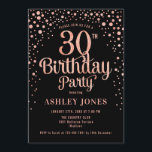 30th Birthday Party - Black & Rose Gold Invitation<br><div class="desc">30th Birthday Party Invitation.
Elegant design in black and faux glitter rose gold. Features stylish script font and confetti. Message me if you need custom age.</div>