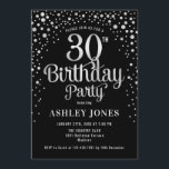 30th Birthday Party - Black & Silver Invitation<br><div class="desc">30th Birthday Party Invitation.
Elegant design in black and faux glitter silver. Features stylish script font and confetti. Message me if you need custom age.</div>