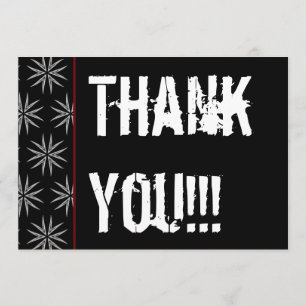 30th Birthday Party Black White Pattern and Red Thank You Card