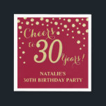 30th Birthday Party Burgundy Red and Gold Diamond Napkin<br><div class="desc">30th Birthday Party Invitation with Burgundy Red and Gold Glitter Diamond Background. Gold Confetti. Adult Birthday. Man or Woman Birthday. For further customization,  please click the "Customize it" button and use our design tool to modify this template.</div>