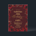 30th Birthday Party Burgundy Red Gold Floral Invitation<br><div class="desc">Modern black and red with gold birthday invitation template is perfect for stylish birthday party. Elegant-minimalistic themed invite is full of fun and modern design elements,  elegant calligraphy and modern fonts. Birthdays are special days,  and this invite can help it make a memorable for friends.</div>