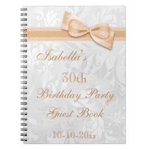 30th Birthday Party Damask and Bow Notebook
