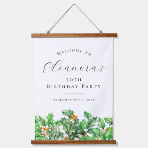 30th Birthday Party December Birth Flower Welcome Hanging Tapestry