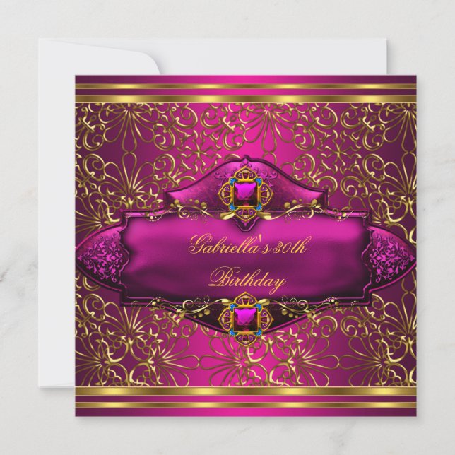 30th Birthday Party Exotic Pink Gold Invitation (Front)