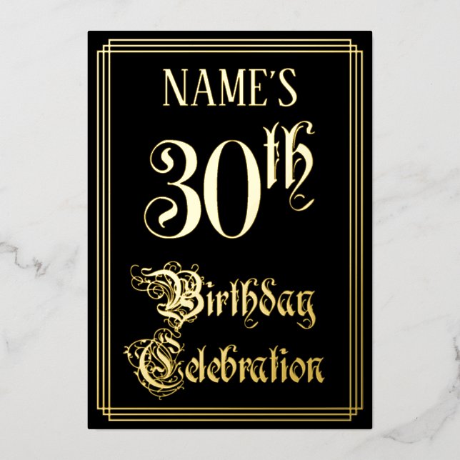 30th Birthday Party — Fancy Script & Custom Name (Front)