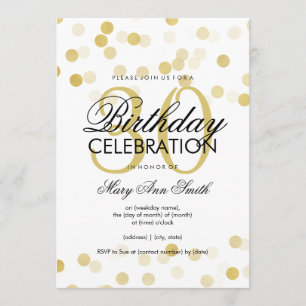 30th Birthday Party Faux Gold Foil Glitter Lights Invitation