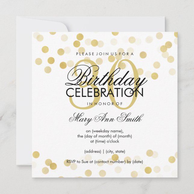 30th Birthday Party Faux Gold Foil Glitter Lights Invitation (Front)
