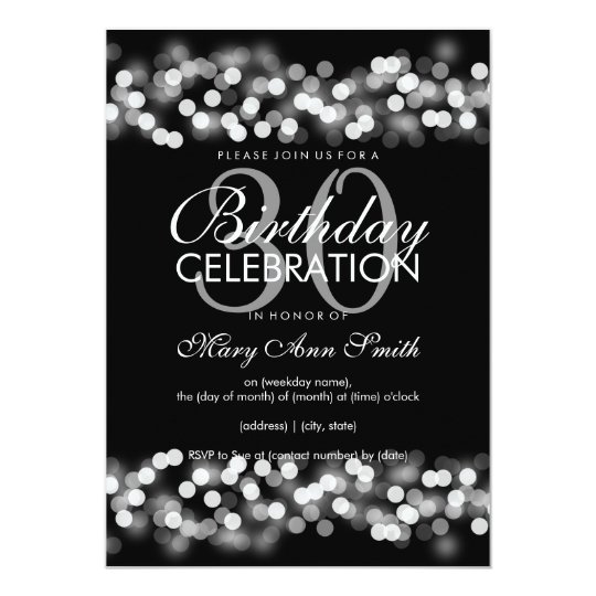 30th Birthday Party Faux Silver Hollywood Glam Card