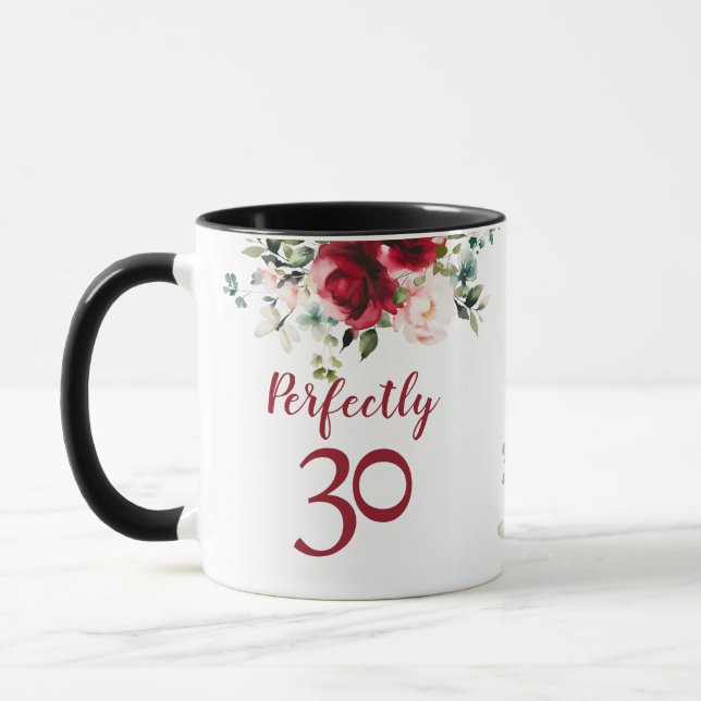 30th Birthday Party Floral Mug (Left)