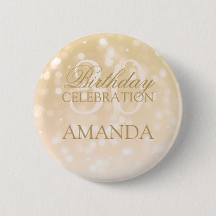 30th Birthday Party Gold Bokeh Sparkle Lights 2 Inch Round Button