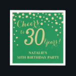 30th Birthday Party Green and Gold Diamond Napkins<br><div class="desc">30th Birthday Party Invitation with Green and Gold Glitter Diamond Background. Gold Confetti. Adult Birthday. Man or Woman Birthday. For further customization,  please click the "Customize it" button and use our design tool to modify this template.</div>
