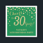 30th Birthday Party Green and Gold Diamond Napkins<br><div class="desc">30th Birthday Party Invitation with Green and Gold Glitter Diamond Background. Gold Confetti. Adult Birthday. Man or Woman Birthday. For further customization,  please click the "Customize it" button and use our design tool to modify this template.</div>