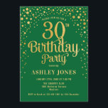 30th Birthday Party - Green & Gold Invitation<br><div class="desc">30th Birthday Party Invitation.
Elegant design in emerald forest green and faux glitter gold. Features stylish script font and confetti. Message me if you need custom age.</div>