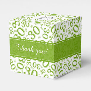 30th Birthday Party Green/White Number Pattern Favor Box