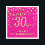 30th Birthday Party Hot Pink and Gold Diamond Napkin<br><div class="desc">30th Birthday Party Invitation with Hot Pink and Gold Glitter Diamond Background. Gold Confetti. Adult Birthday. Man or Woman Birthday. For further customization,  please click the "Customize it" button and use our design tool to modify this template.</div>