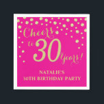 30th Birthday Party Hot Pink and Gold Diamond Napkin<br><div class="desc">30th Birthday Party Invitation with Hot Pink and Gold Glitter Diamond Background. Gold Confetti. Adult Birthday. Man or Woman Birthday. For further customization,  please click the "Customize it" button and use our design tool to modify this template.</div>