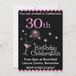 30th Birthday Party Invitation - Cocktail Glass