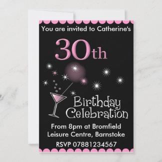 30th Birthday Party Invitation - Cocktail Glass