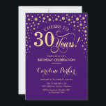 30th Birthday Party Invitation - Gold Purple<br><div class="desc">30th Birthday Party Invitation.
Elegant design with faux glitter gold and purple. Cheers to 30 Years! Message me if you need further customization.</div>