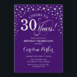 30th Birthday Party Invitation - Silver Purple<br><div class="desc">30th Birthday Party Invitation.
Elegant design with faux glitter silver and purple. Cheers to 30 Years! Message me if you need further customization.</div>
