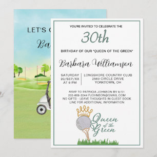 30th Birthday Party Lady Golfer Theme Invitation